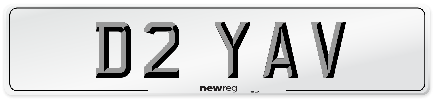 D2 YAV Number Plate from New Reg